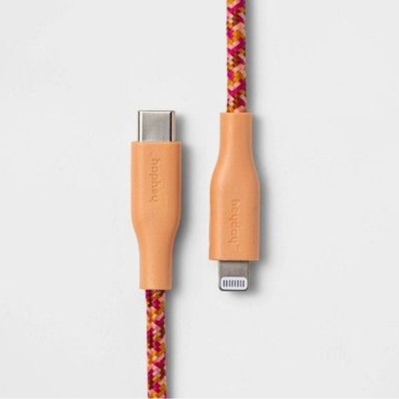 heyday 6' Lightning to USB-C Braided Cable-Coral Pink - Picture 1 of 2